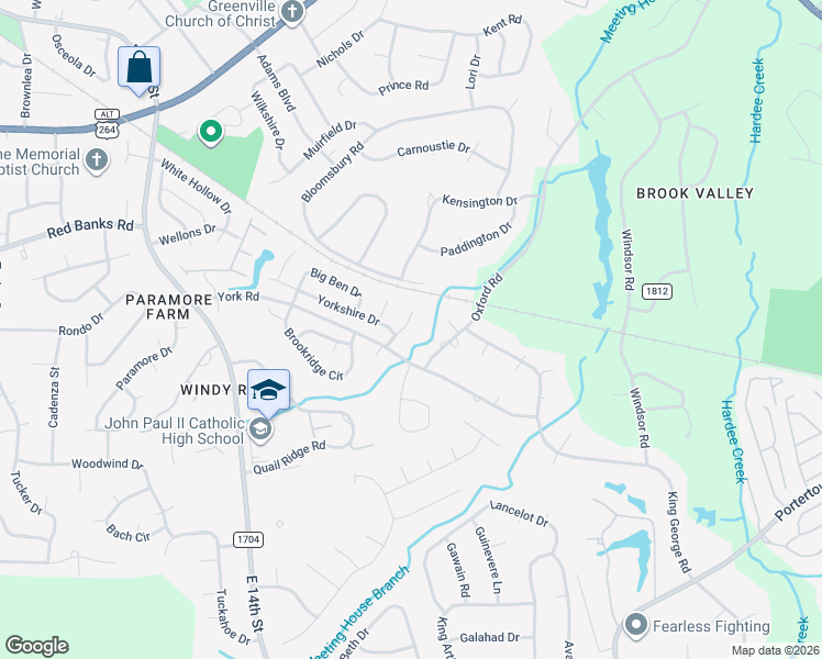 map of restaurants, bars, coffee shops, grocery stores, and more near 2201 Sir Raleigh Court in Greenville