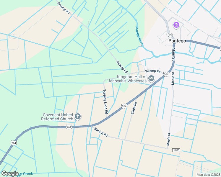 map of restaurants, bars, coffee shops, grocery stores, and more near State Road 1628 in Pantego