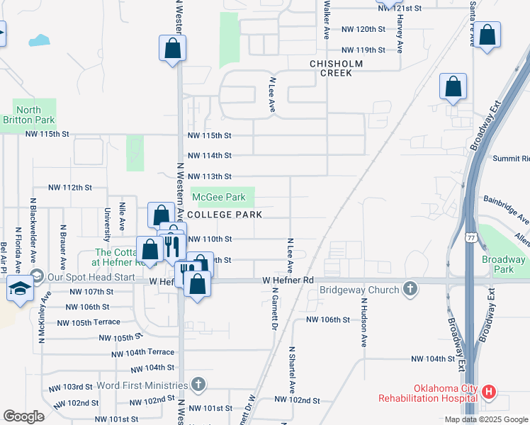 map of restaurants, bars, coffee shops, grocery stores, and more near 700 Northwest 111th Street in Oklahoma City