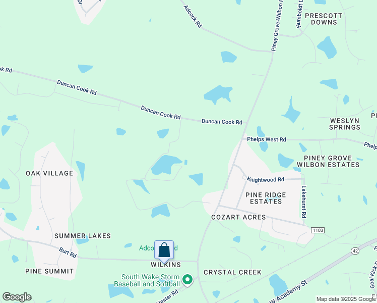map of restaurants, bars, coffee shops, grocery stores, and more near 2724 Piney Grove-Wilbon Road in Fuquay-Varina