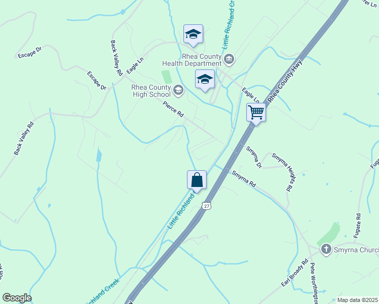 map of restaurants, bars, coffee shops, grocery stores, and more near 236-240 Powerline Circle in Rhea