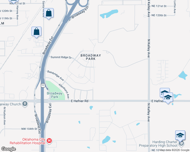 map of restaurants, bars, coffee shops, grocery stores, and more near 11400 North Lincoln Boulevard in Oklahoma City