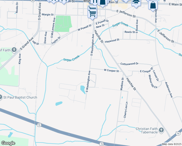 map of restaurants, bars, coffee shops, grocery stores, and more near 226 Keith Street in Brownsville