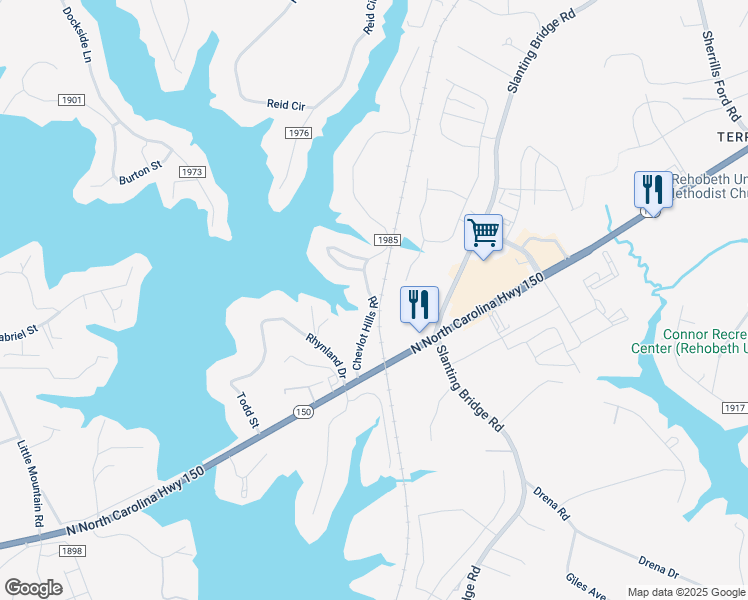 map of restaurants, bars, coffee shops, grocery stores, and more near 3681 Chevlot Hills Rd in Sherrills Ford