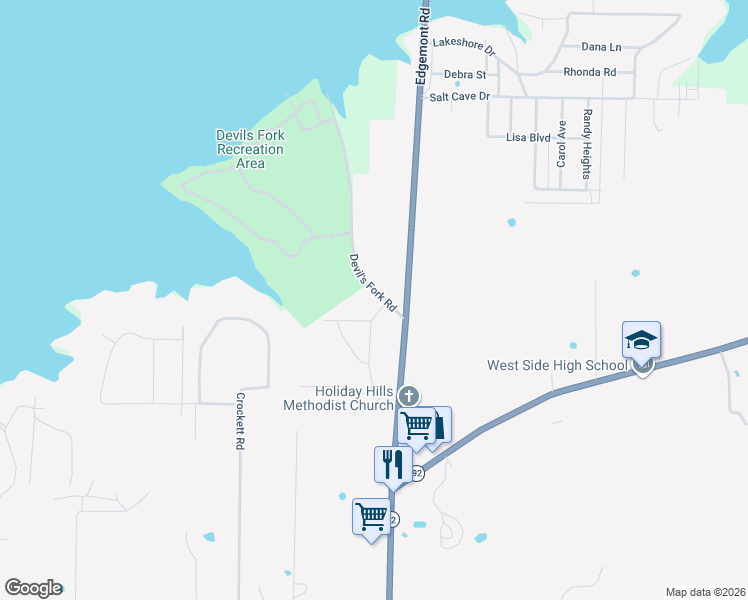 map of restaurants, bars, coffee shops, grocery stores, and more near 49 Devil's Fork Road in Higden
