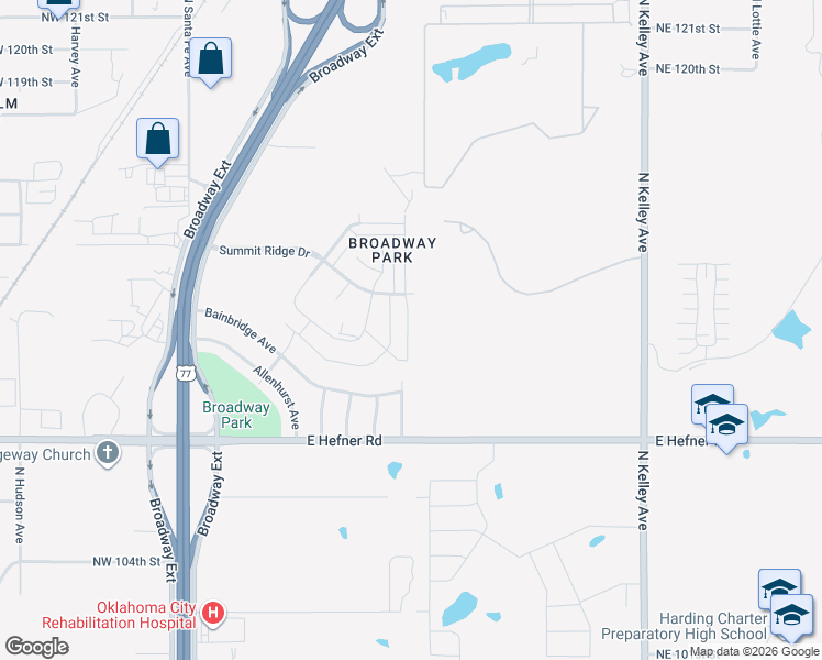 map of restaurants, bars, coffee shops, grocery stores, and more near 11400 North Lincoln Boulevard in Oklahoma City