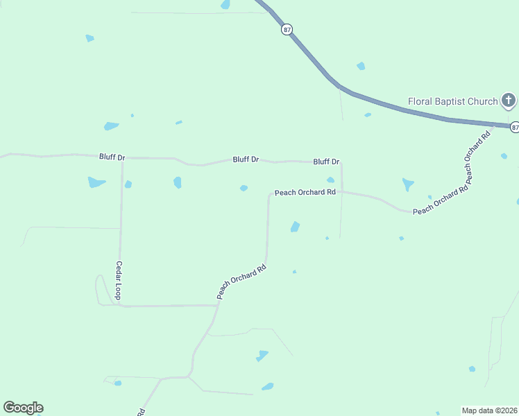 map of restaurants, bars, coffee shops, grocery stores, and more near 420 Peach Orchard Road in Floral