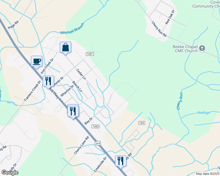map of restaurants, bars, coffee shops, grocery stores, and more near 302 Bay Drive in Washington