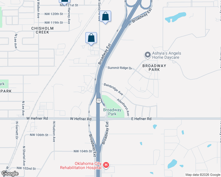 map of restaurants, bars, coffee shops, grocery stores, and more near 24 Allenhurst Avenue in Oklahoma City