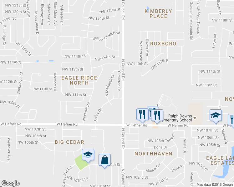 map of restaurants, bars, coffee shops, grocery stores, and more near 8012 Northwest 111th Street in Oklahoma City