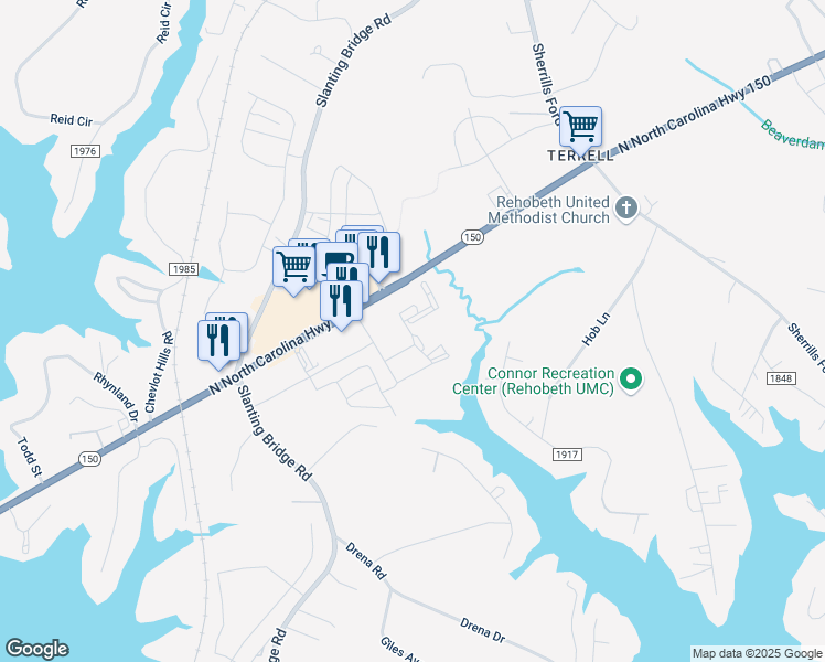 map of restaurants, bars, coffee shops, grocery stores, and more near 4260 Coves Point Court in Sherrills Ford