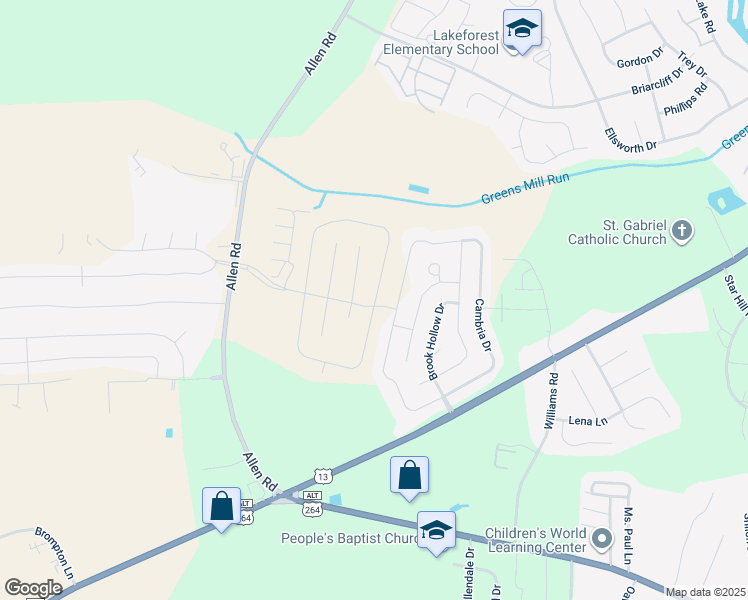 map of restaurants, bars, coffee shops, grocery stores, and more near 2181 Allen Road in Greenville