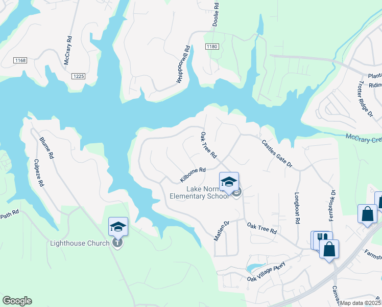 map of restaurants, bars, coffee shops, grocery stores, and more near 118 Spring Grove Drive in Mooresville