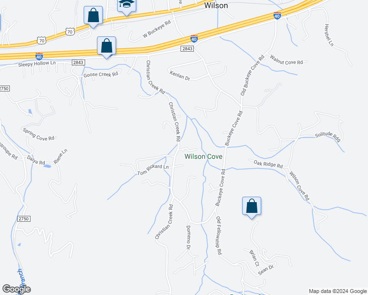 map of restaurants, bars, coffee shops, grocery stores, and more near 406 Christian Creek Road in Swannanoa