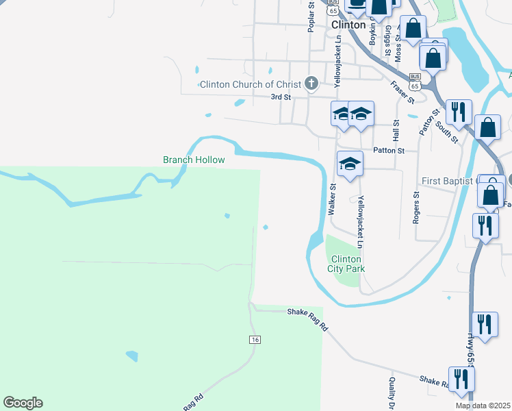 map of restaurants, bars, coffee shops, grocery stores, and more near McKnight Lane in Clinton