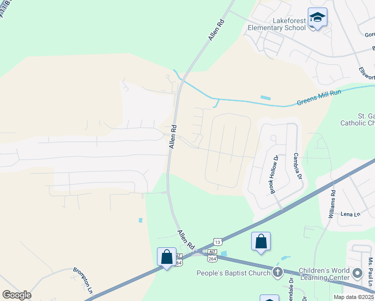 map of restaurants, bars, coffee shops, grocery stores, and more near 2104 Flagstone Court in Greenville