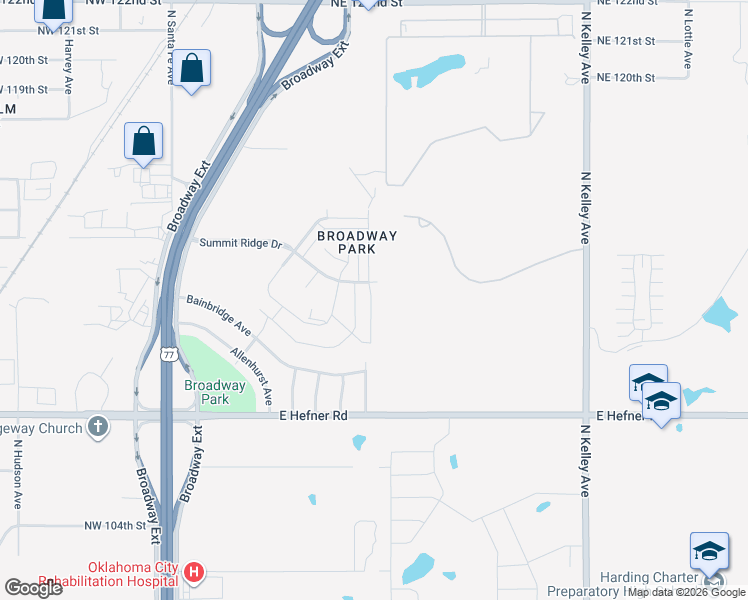 map of restaurants, bars, coffee shops, grocery stores, and more near 11400 North Lincoln Boulevard in Oklahoma City