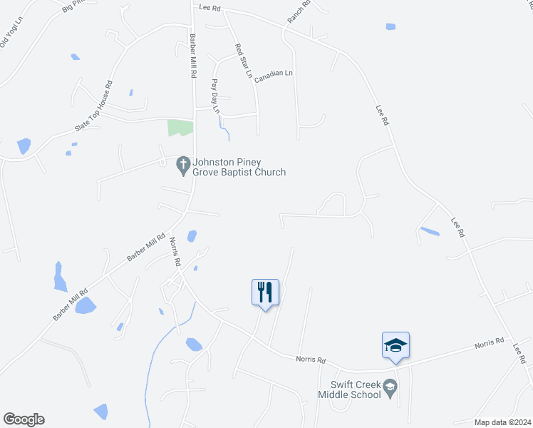 map of restaurants, bars, coffee shops, grocery stores, and more near 194 Conner Drive in Clayton