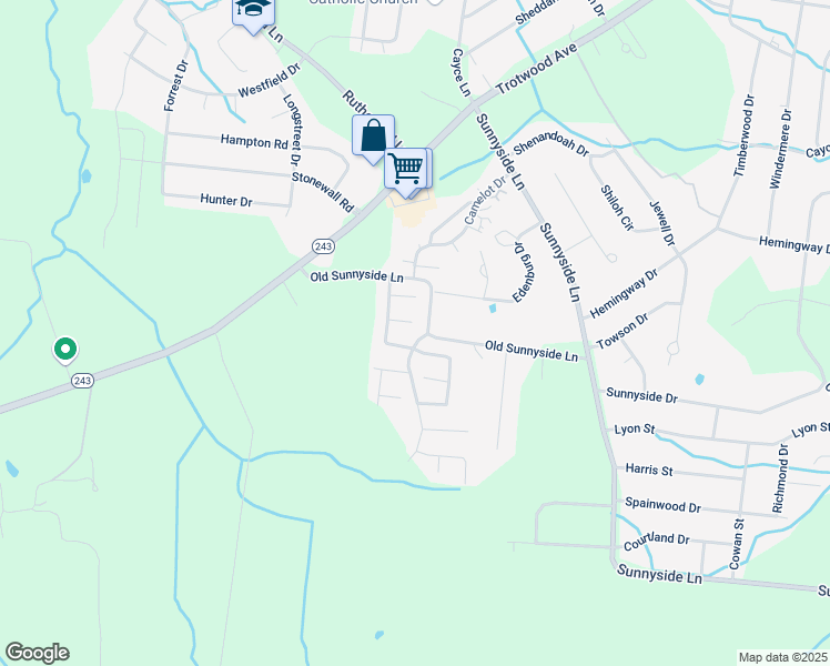 map of restaurants, bars, coffee shops, grocery stores, and more near 106 Overbrook Court in Columbia