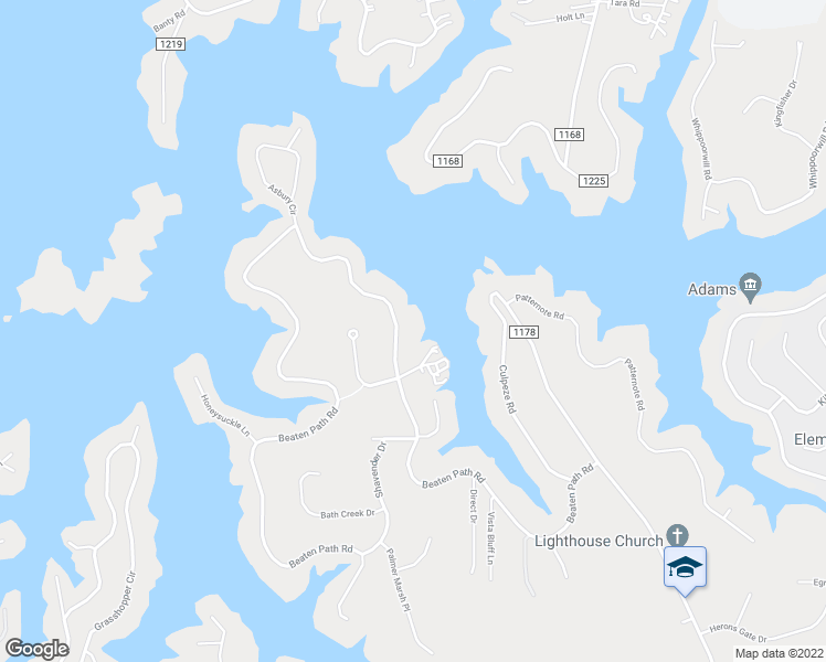 map of restaurants, bars, coffee shops, grocery stores, and more near 318 Beaten Path Road in Mooresville