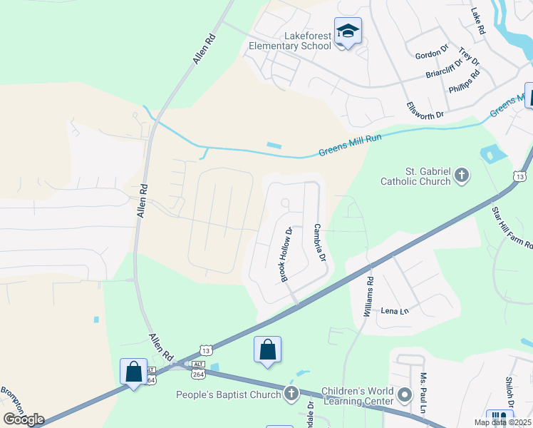 map of restaurants, bars, coffee shops, grocery stores, and more near 1813 Cambria Drive in Greenville