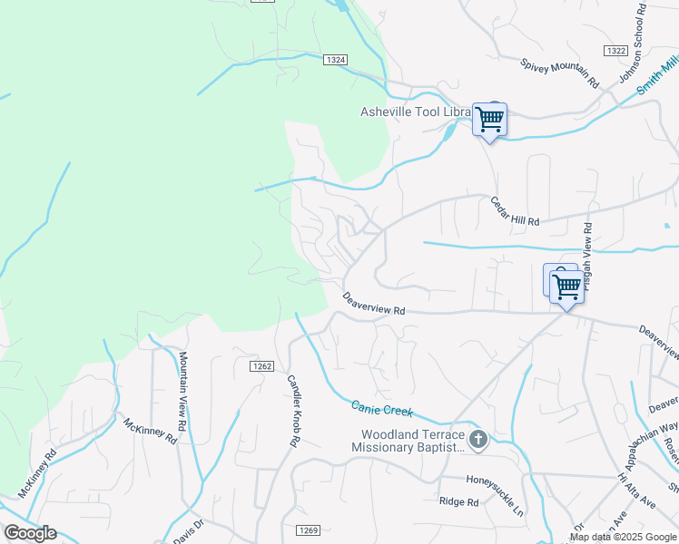 map of restaurants, bars, coffee shops, grocery stores, and more near 255 Cedar Hill Road in Asheville
