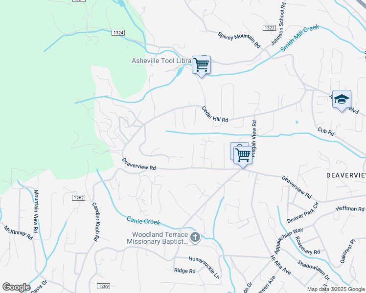 map of restaurants, bars, coffee shops, grocery stores, and more near 114 Aurora Vista Drive in Asheville