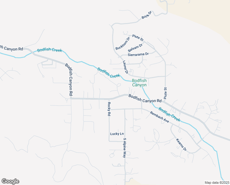map of restaurants, bars, coffee shops, grocery stores, and more near 65 North Alpine Way in Bodfish