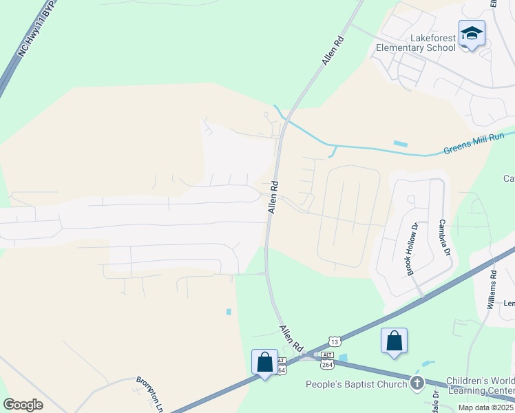 map of restaurants, bars, coffee shops, grocery stores, and more near 905 Ellery Drive in Greenville
