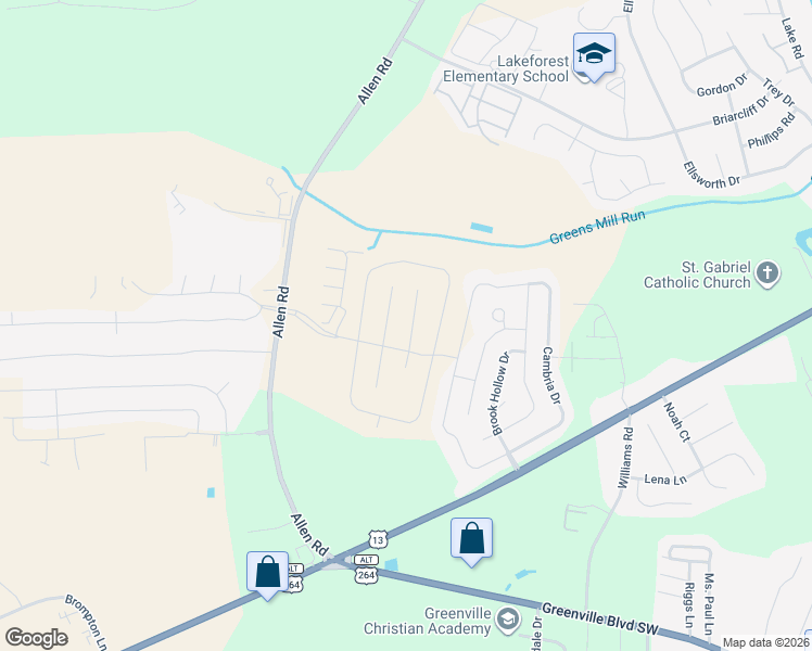 map of restaurants, bars, coffee shops, grocery stores, and more near 2125 Remington Court in Greenville