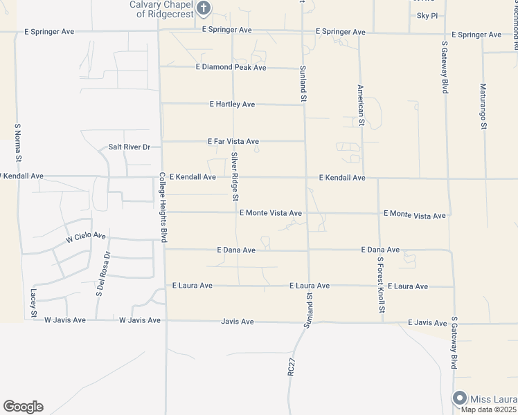 map of restaurants, bars, coffee shops, grocery stores, and more near 344 East Monte Vista Avenue in Ridgecrest