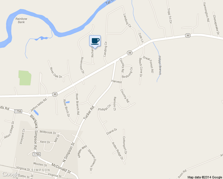 map of restaurants, bars, coffee shops, grocery stores, and more near 391 Tucker Rd in Grimesland