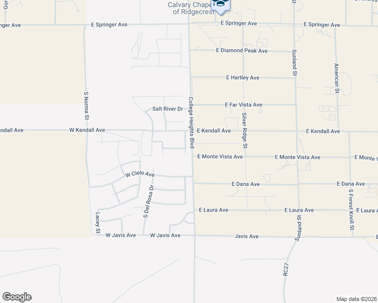 map of restaurants, bars, coffee shops, grocery stores, and more near 2128 Camino El Canon in Ridgecrest