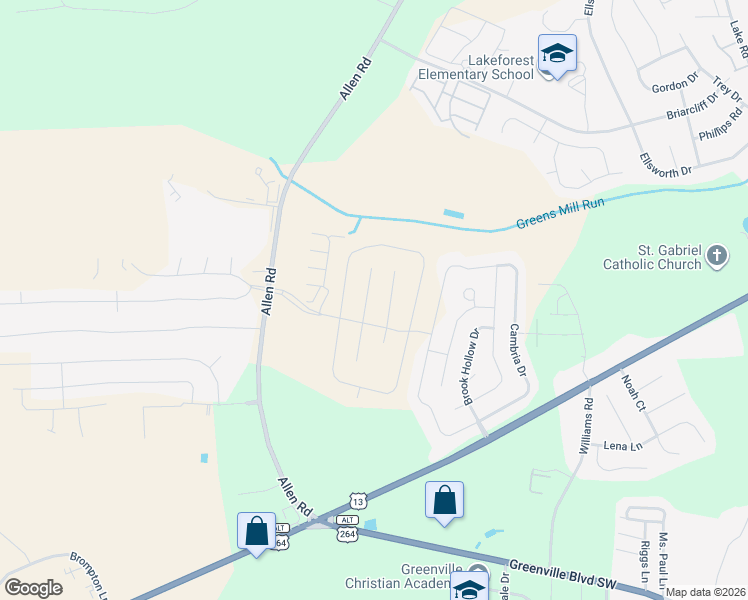 map of restaurants, bars, coffee shops, grocery stores, and more near 2125 Remington Court in Greenville