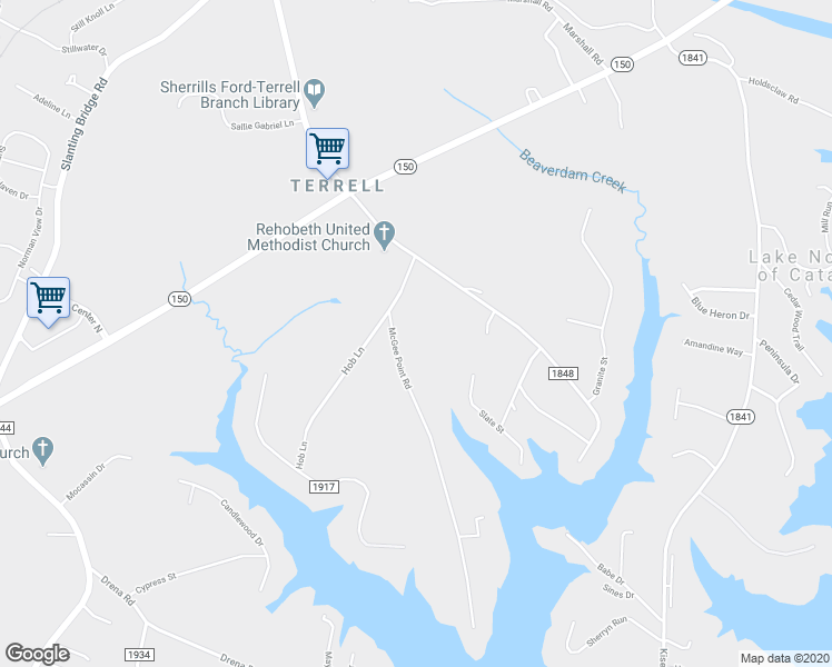 map of restaurants, bars, coffee shops, grocery stores, and more near 3920 McGee Point Road in Lake Norman of Catawba