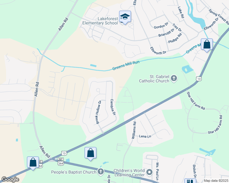 map of restaurants, bars, coffee shops, grocery stores, and more near 1936 Cambria Drive in Greenville
