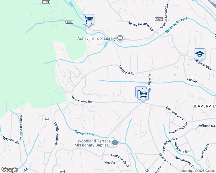 map of restaurants, bars, coffee shops, grocery stores, and more near 114 Aurora Vista Drive in Asheville