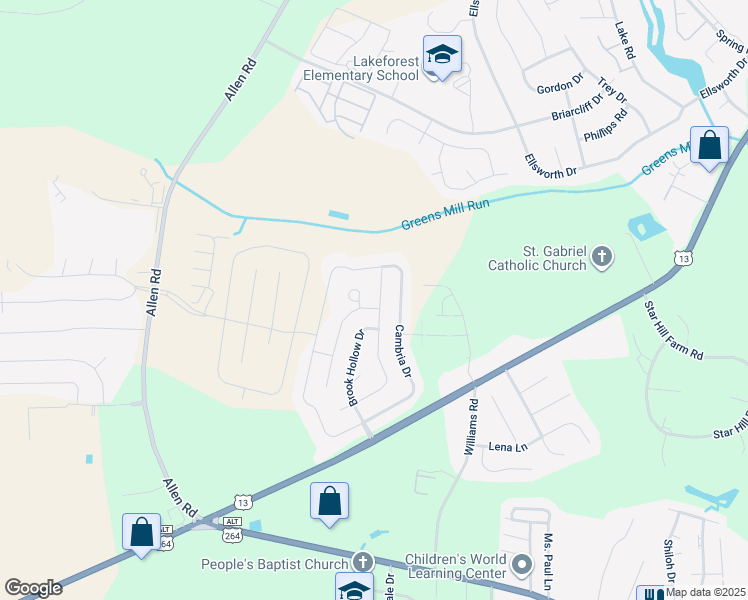 map of restaurants, bars, coffee shops, grocery stores, and more near 2116 Dovedale Drive in Greenville
