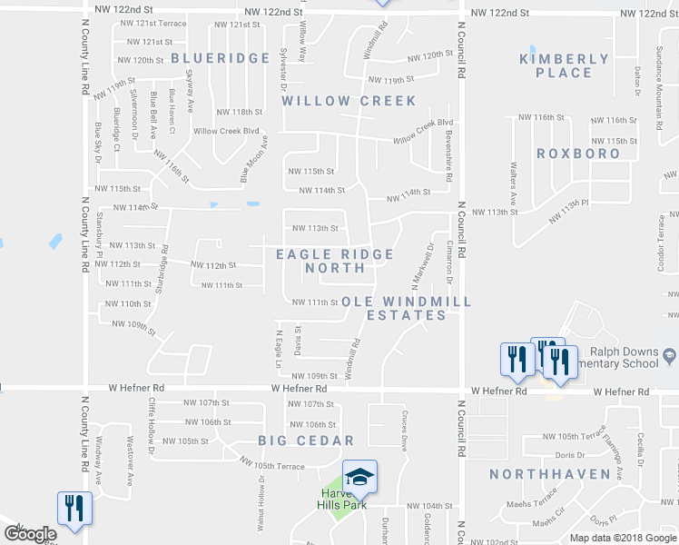 map of restaurants, bars, coffee shops, grocery stores, and more near 8308 Northwest 112th Street in Oklahoma City