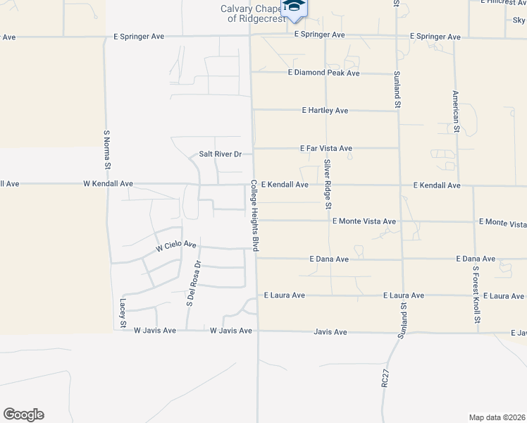 map of restaurants, bars, coffee shops, grocery stores, and more near 2128 Camino El Canon in Ridgecrest