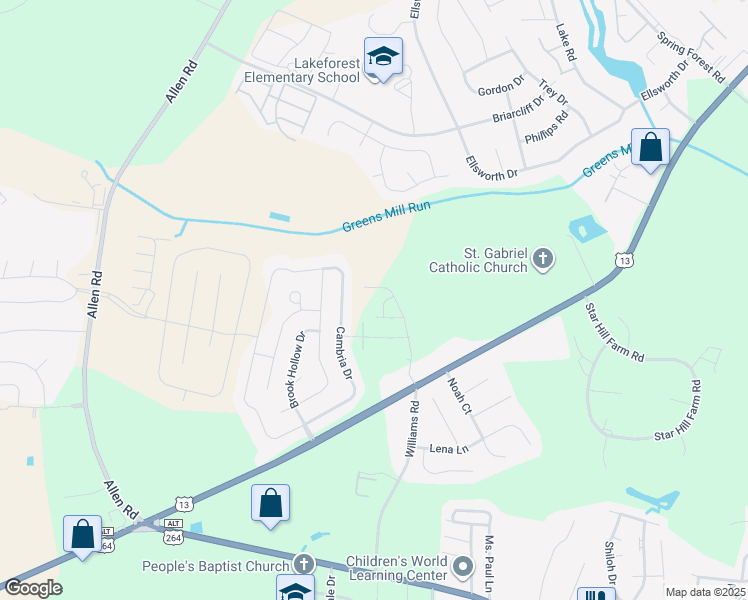 map of restaurants, bars, coffee shops, grocery stores, and more near 1936 Cambria Drive in Greenville