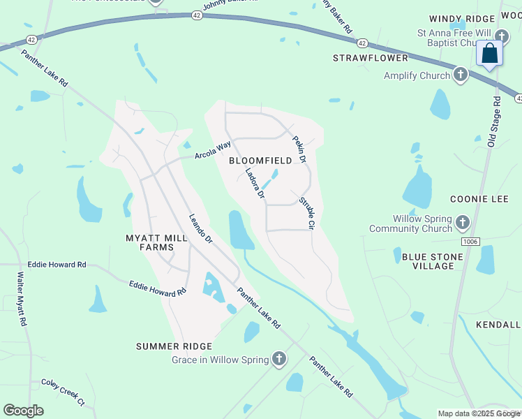 map of restaurants, bars, coffee shops, grocery stores, and more near 7500 Ladora Drive in Wake County