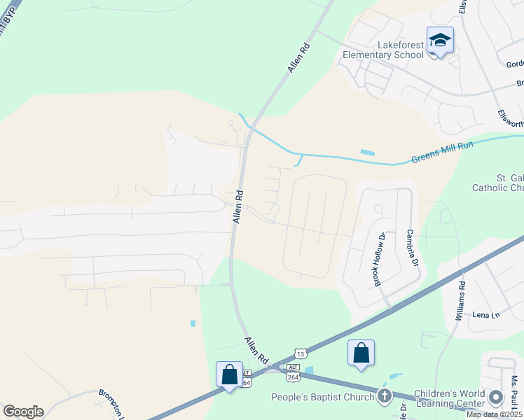 map of restaurants, bars, coffee shops, grocery stores, and more near 2104 Flagstone Court in Greenville