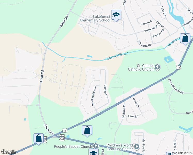 map of restaurants, bars, coffee shops, grocery stores, and more near 2116 Dovedale Drive in Greenville