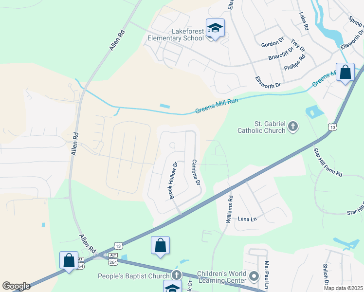 map of restaurants, bars, coffee shops, grocery stores, and more near 2112 Dovedale Drive in Greenville