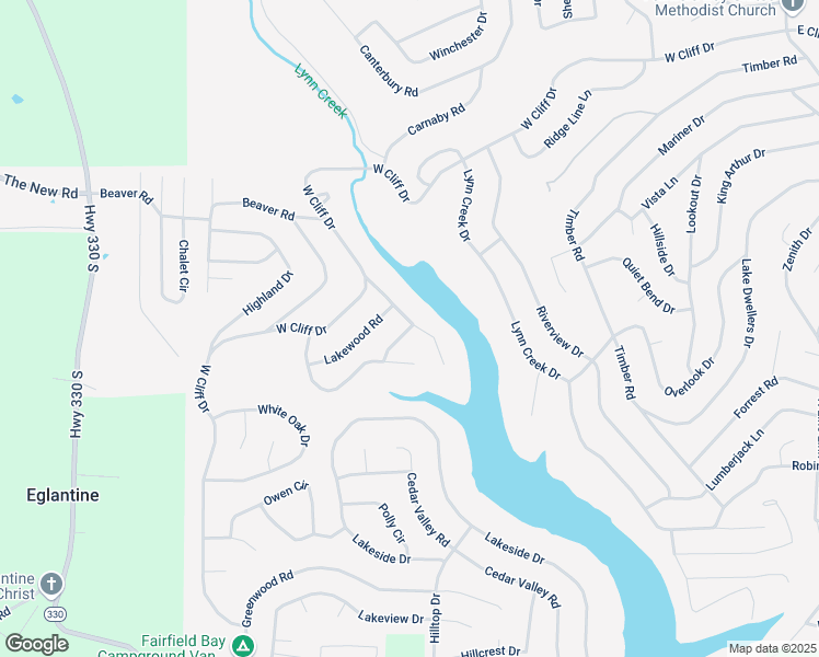 map of restaurants, bars, coffee shops, grocery stores, and more near 122 Meadowcliff Circle in Fairfield Bay