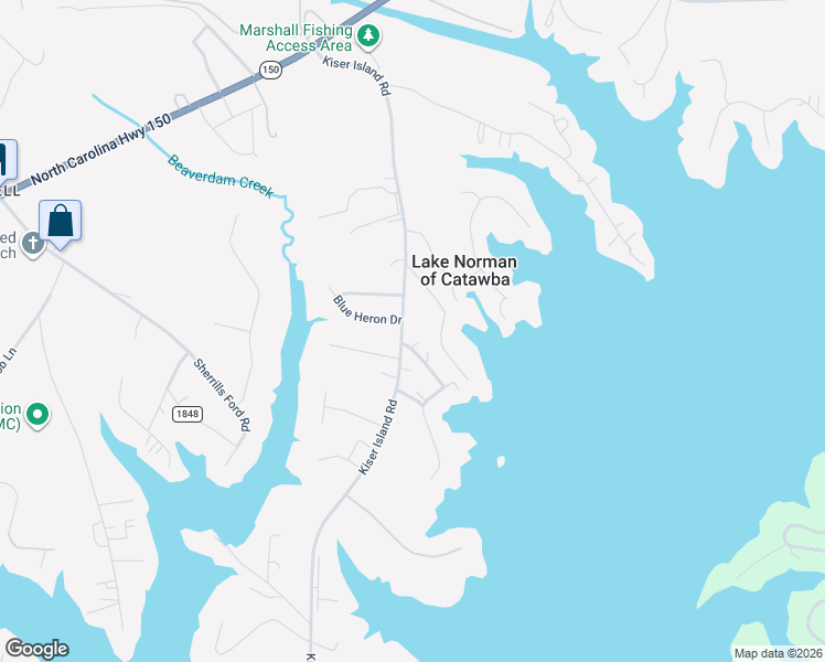 map of restaurants, bars, coffee shops, grocery stores, and more near 8688 Peninsula Drive in Lake Norman of Catawba