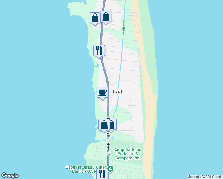 map of restaurants, bars, coffee shops, grocery stores, and more near 24204 Caribbean Court in Waves