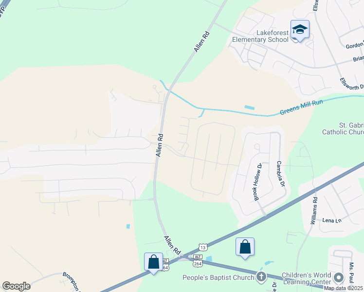 map of restaurants, bars, coffee shops, grocery stores, and more near 2104 Flagstone Court in Greenville