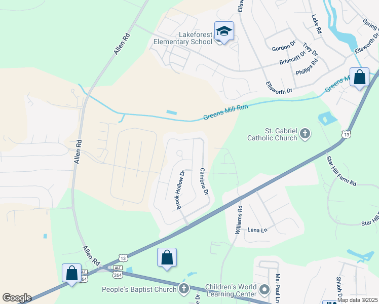 map of restaurants, bars, coffee shops, grocery stores, and more near 2112 Dovedale Drive in Greenville